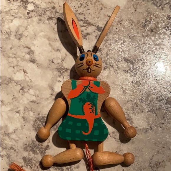 Vintage Austria Wood String Jumping Jack Toy Bunny - Picture 1 of 9